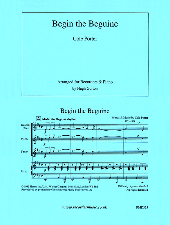 Begin The Beguine Cole Porter Recorder Music Direct